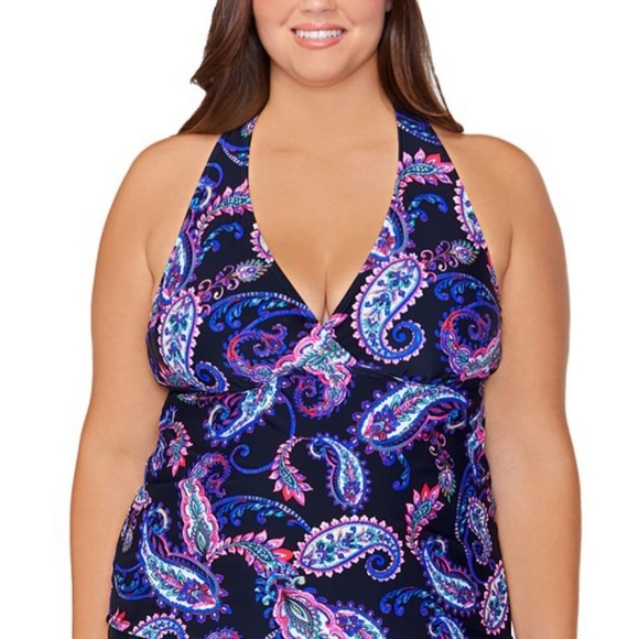 ISLAND ESCAPE H BACK TANKINI TOP CREATED FOR MACYS SIZE 16W NEW/TAGS - Picture 2 of 9